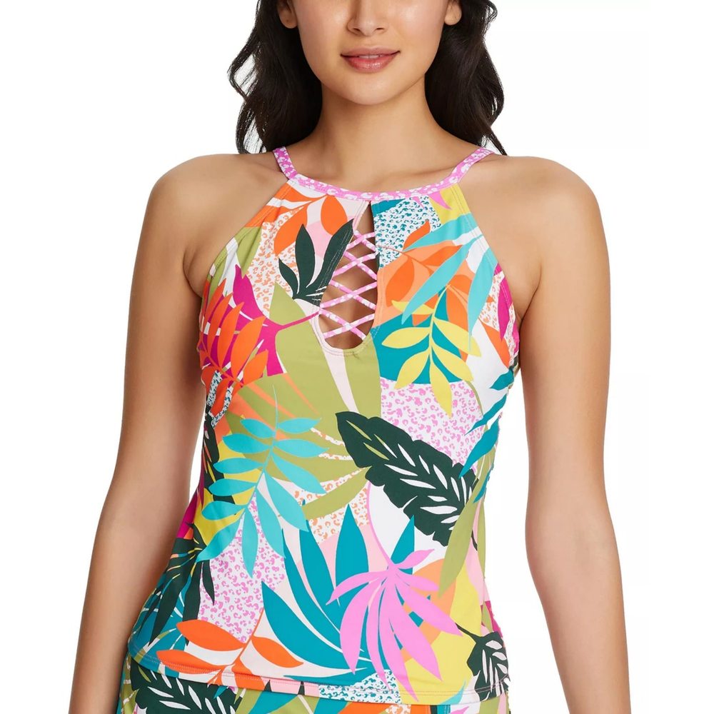 Bleu by Rod Beattie Wild at Heart High-Neck Tankini Top Women's Swimsuit White
